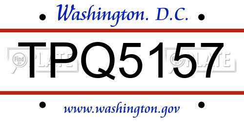 TPQ5157 District Of Columbia License Plate