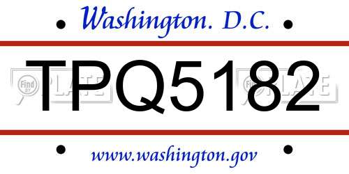TPQ5182 District Of Columbia License Plate
