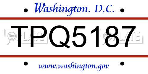 TPQ5187 District Of Columbia License Plate