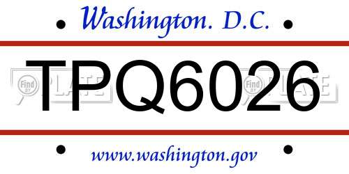 TPQ6026 District Of Columbia License Plate