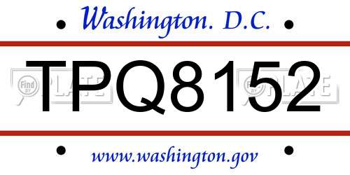 TPQ8152 District Of Columbia License Plate