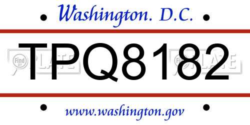 TPQ8182 District Of Columbia License Plate