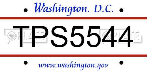 TPS5544 District Of Columbia License Plate