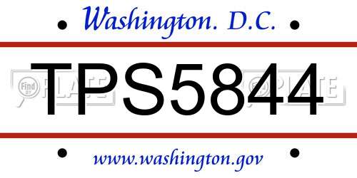 TPS5844 District Of Columbia License Plate