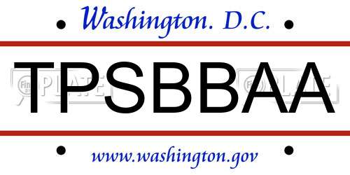 TPSBBAA District Of Columbia License Plate
