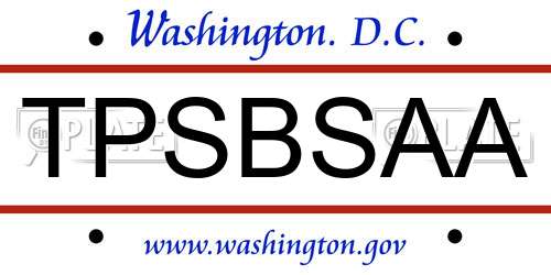 TPSBSAA District Of Columbia License Plate