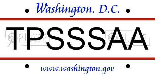 TPSSSAA District Of Columbia License Plate