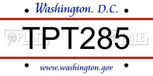 TPT285 District Of Columbia License Plate