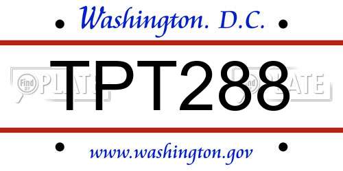 TPT288 District Of Columbia License Plate