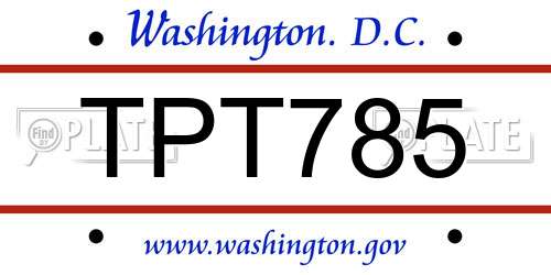 TPT785 District Of Columbia License Plate