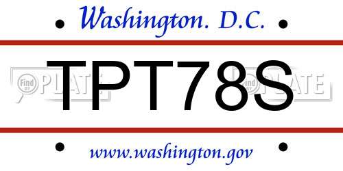 TPT78S District Of Columbia License Plate