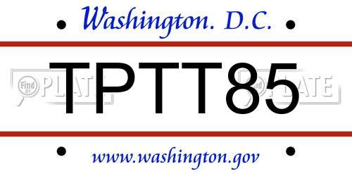 TPTT85 District Of Columbia License Plate