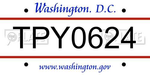 TPY0624 District Of Columbia License Plate