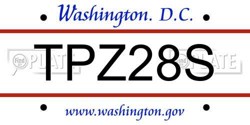 TPZ28S District Of Columbia License Plate