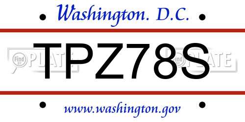 TPZ78S District Of Columbia License Plate