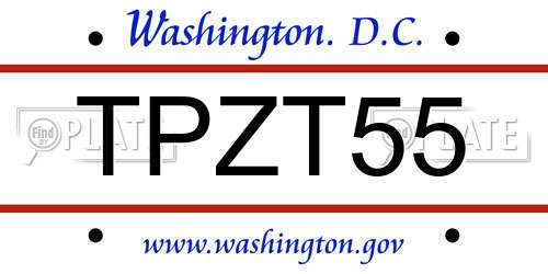 TPZT55 District Of Columbia License Plate