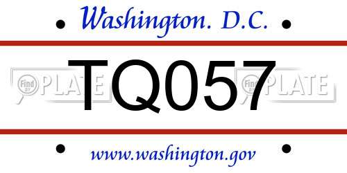 TQ057 District Of Columbia License Plate
