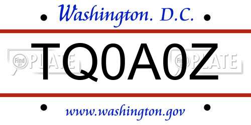 TQ0A0Z District Of Columbia License Plate