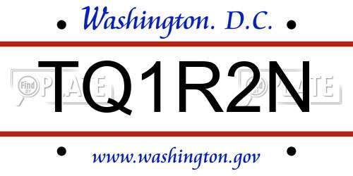 TQ1R2N District Of Columbia License Plate
