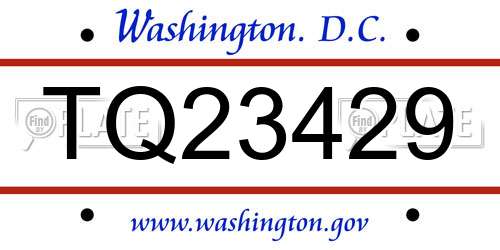 TQ23429 District Of Columbia License Plate