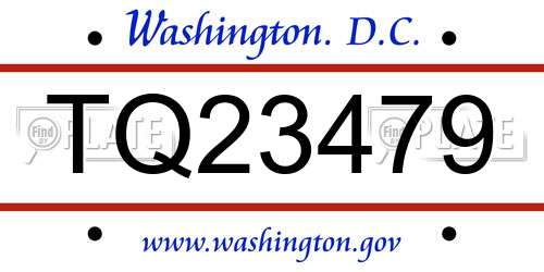 TQ23479 District Of Columbia License Plate