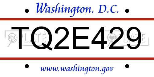 TQ2E429 District Of Columbia License Plate