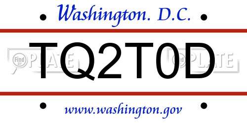 TQ2T0D District Of Columbia License Plate
