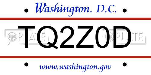 TQ2Z0D District Of Columbia License Plate