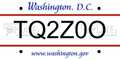TQ2Z0O District Of Columbia License Plate