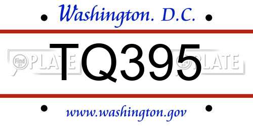 TQ395 District Of Columbia License Plate