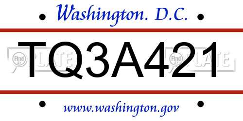 TQ3A421 District Of Columbia License Plate