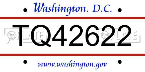 TQ42622 District Of Columbia License Plate