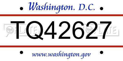TQ42627 District Of Columbia License Plate