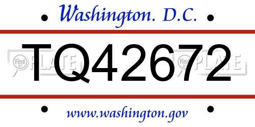 TQ42672 District Of Columbia License Plate