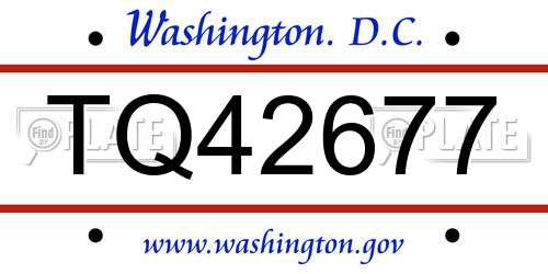 TQ42677 District Of Columbia License Plate