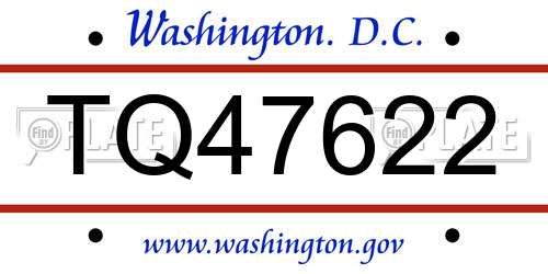 TQ47622 District Of Columbia License Plate