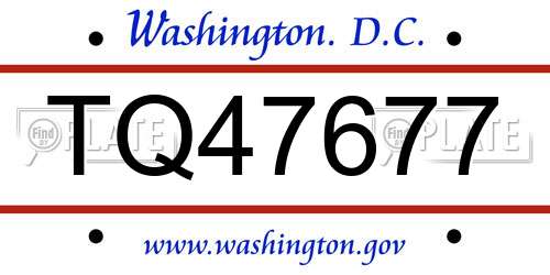 TQ47677 District Of Columbia License Plate