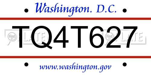 TQ4T627 District Of Columbia License Plate
