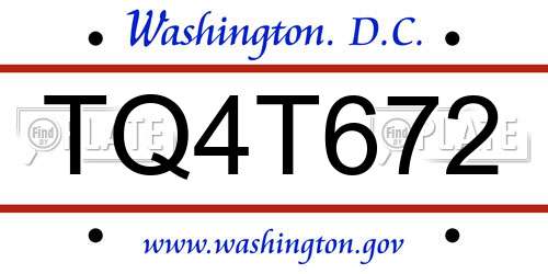 TQ4T672 District Of Columbia License Plate