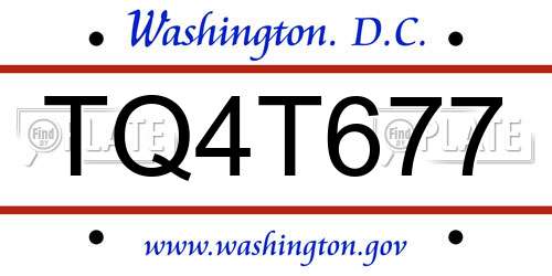 TQ4T677 District Of Columbia License Plate