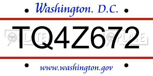 TQ4Z672 District Of Columbia License Plate