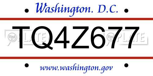 TQ4Z677 District Of Columbia License Plate