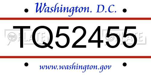 TQ52455 District Of Columbia License Plate