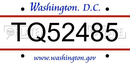 TQ52485 District Of Columbia License Plate