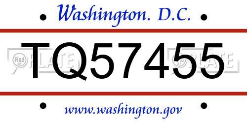 TQ57455 District Of Columbia License Plate