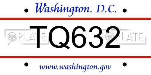 TQ632 District Of Columbia License Plate