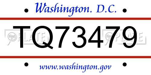TQ73479 District Of Columbia License Plate