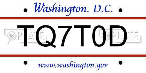 TQ7T0D District Of Columbia License Plate