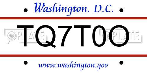 TQ7T0O District Of Columbia License Plate
