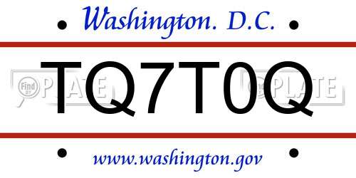 TQ7T0Q District Of Columbia License Plate